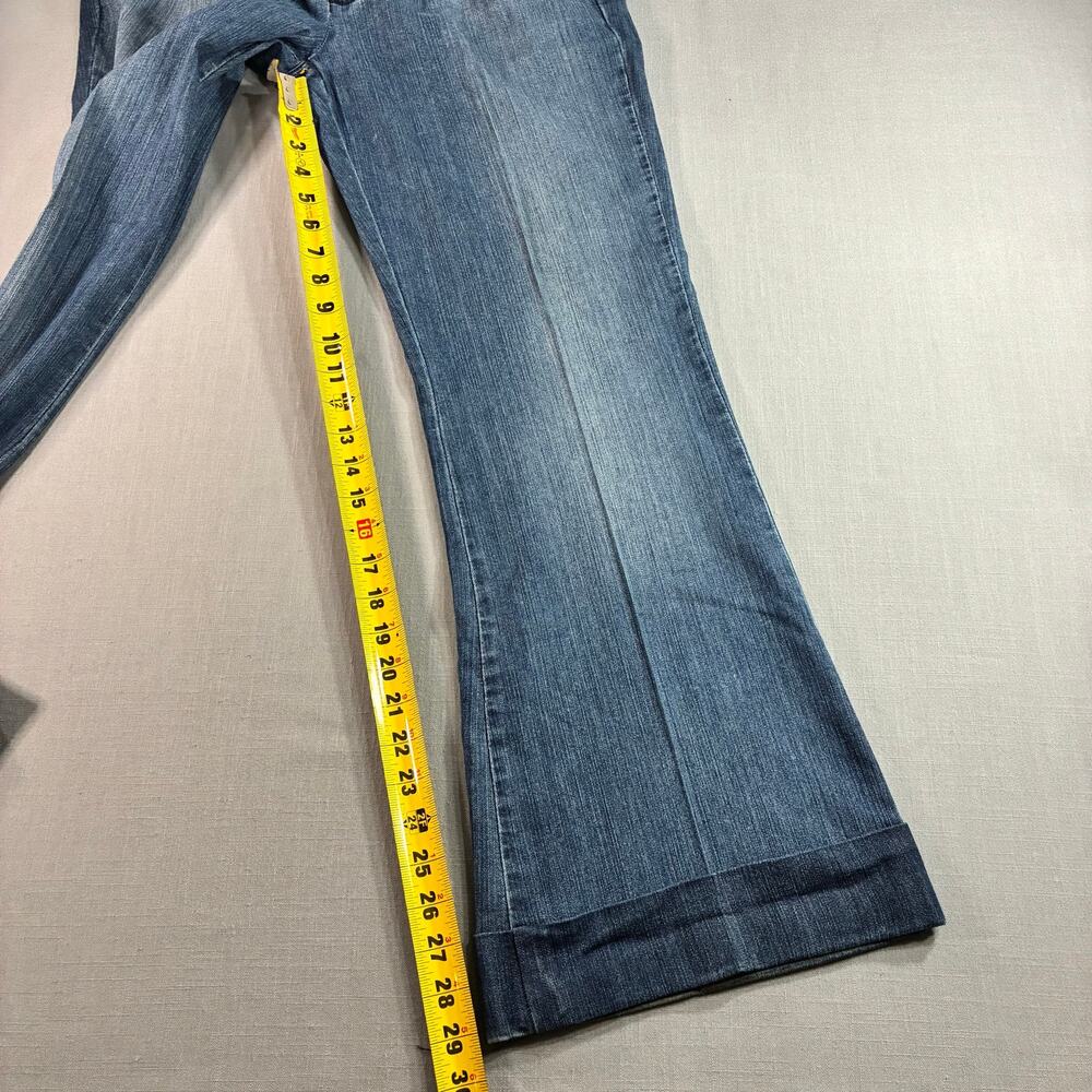 Z Cavaricci Womens Size 10 Bootcut Jeans Blue Stretch Cuffed Hem Y2K - Picture 7 of 10